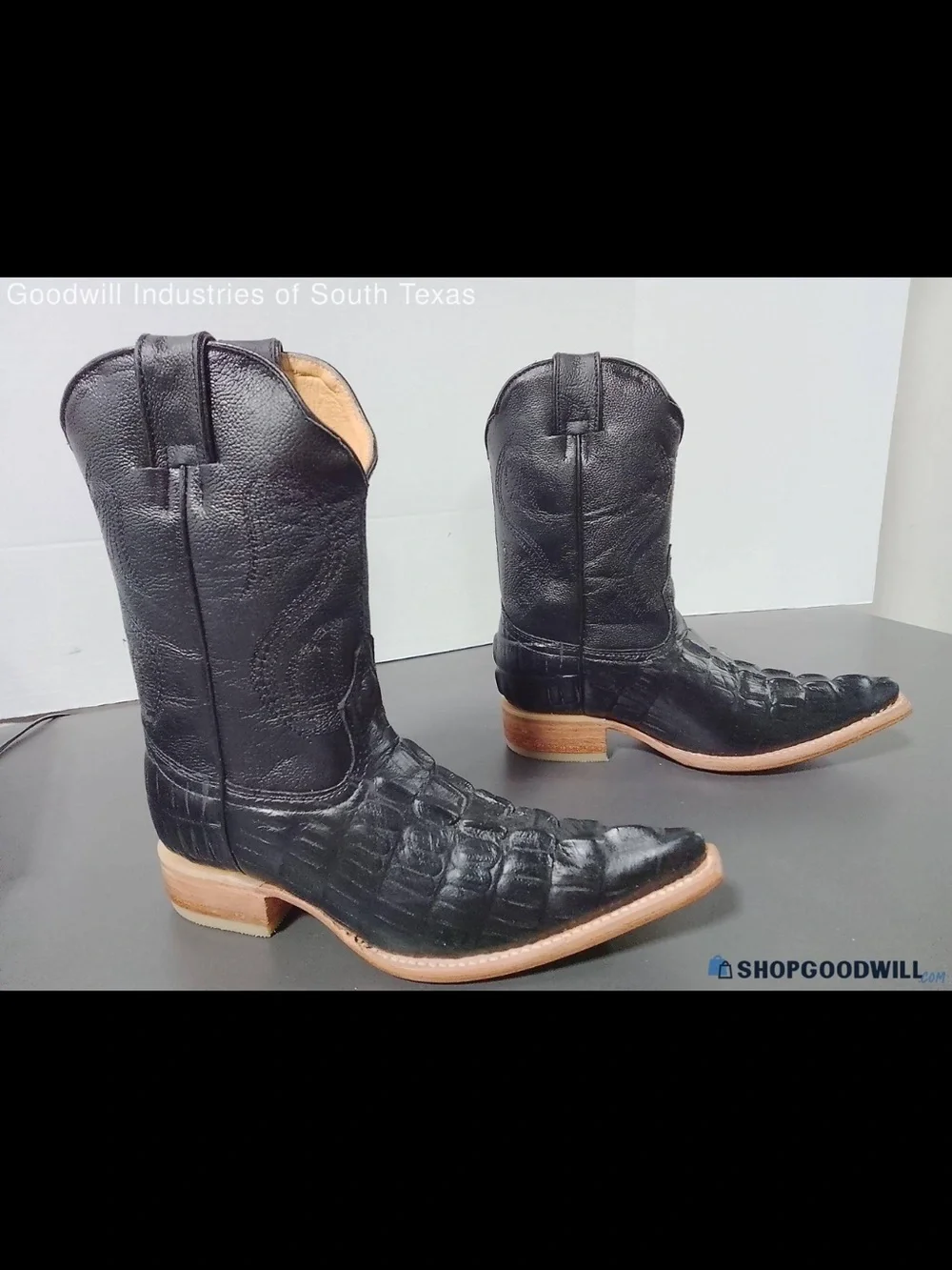 Kids Black Western Cowboy Boots with Brown Sole